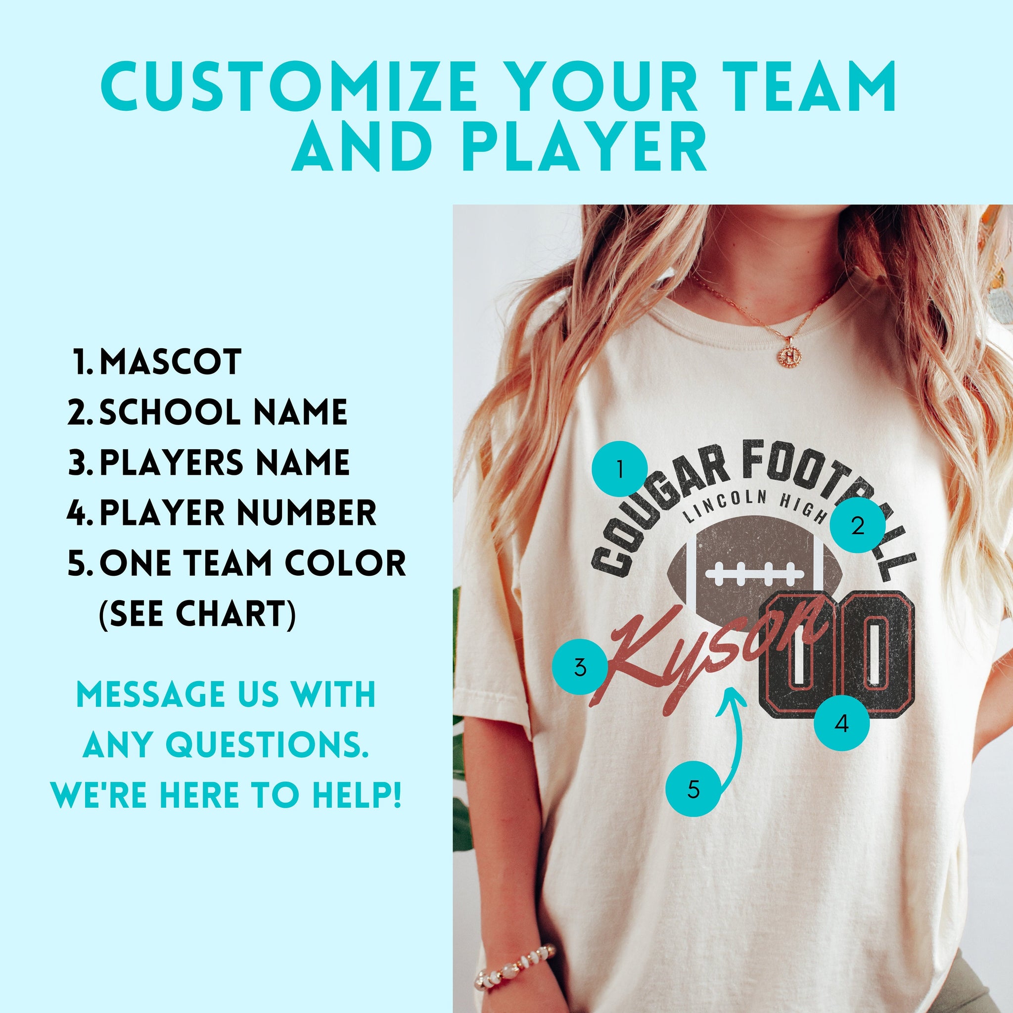 Football Mom Shirt Of Two Boys Personalized Comfort Colors For Game Day, Custom Football Player Number Tee For Dad Friday Night Lights 1 FB2308