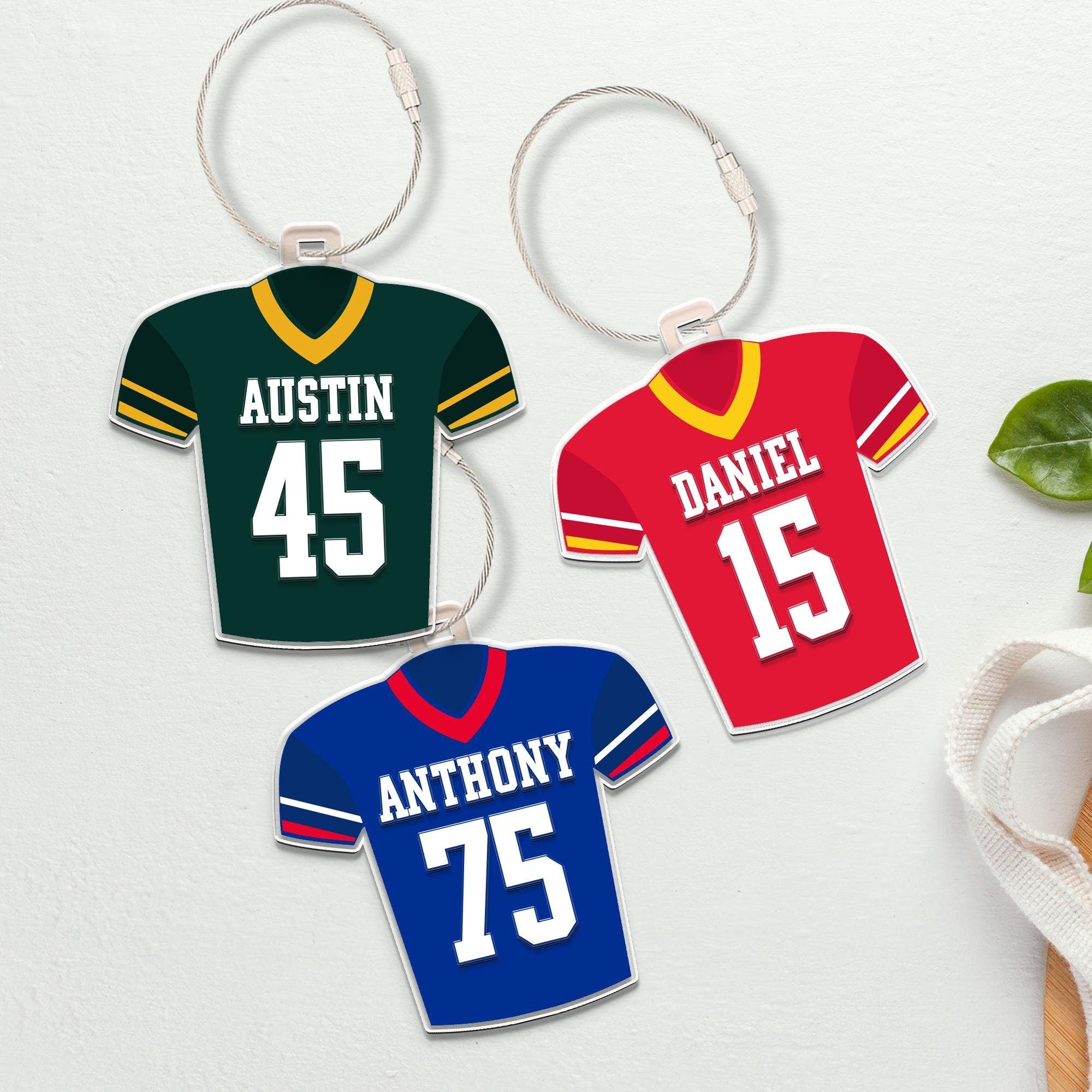 Football Name Tag, Personalized Football Shirt Name Tag, Sport Bag Tag, Football Team Keychain, High School Football Team, Football Mom Gift  CUSFB