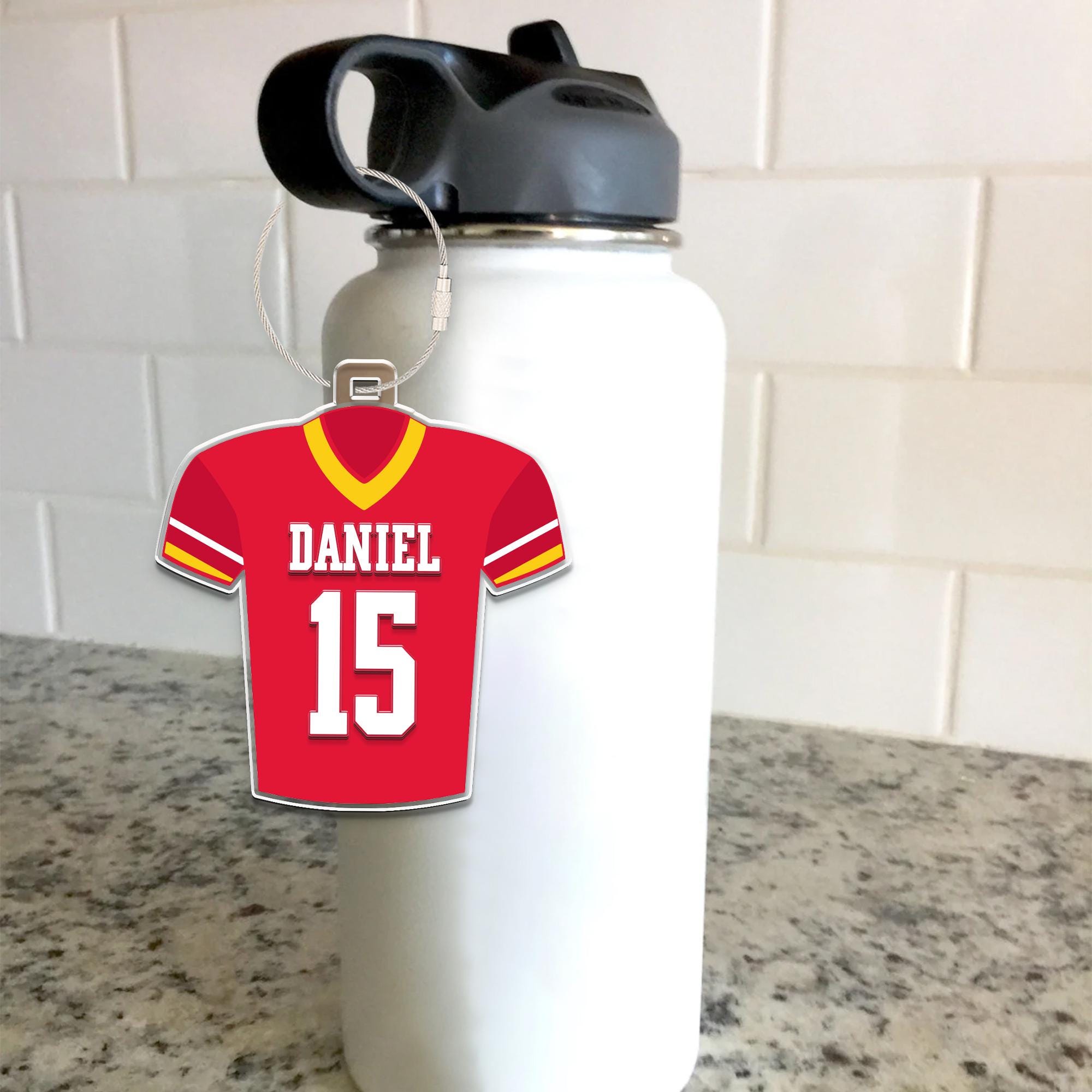 Football Name Tag, Personalized Football Shirt Name Tag, Sport Bag Tag, Football Team Keychain, High School Football Team, Football Mom Gift  CUSFB