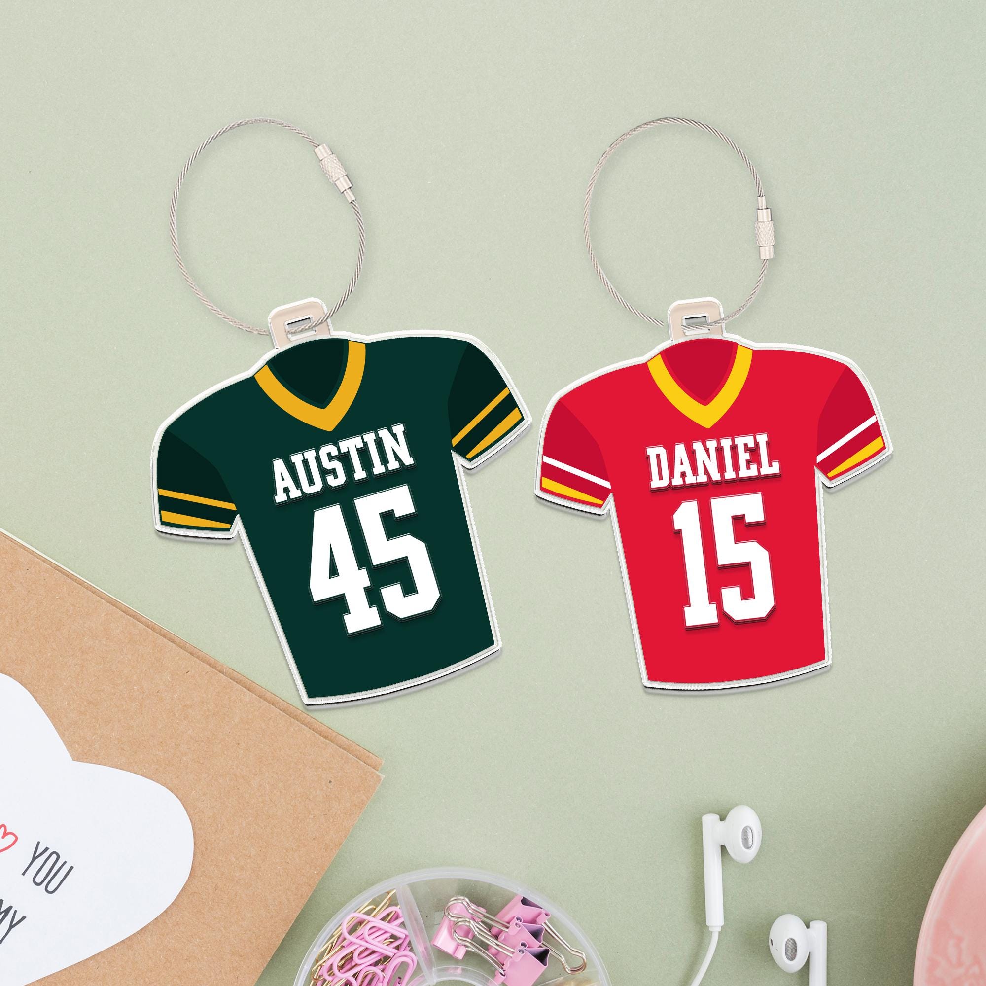 Football Name Tag, Personalized Football Shirt Name Tag, Sport Bag Tag, Football Team Keychain, High School Football Team, Football Mom Gift  CUSFB