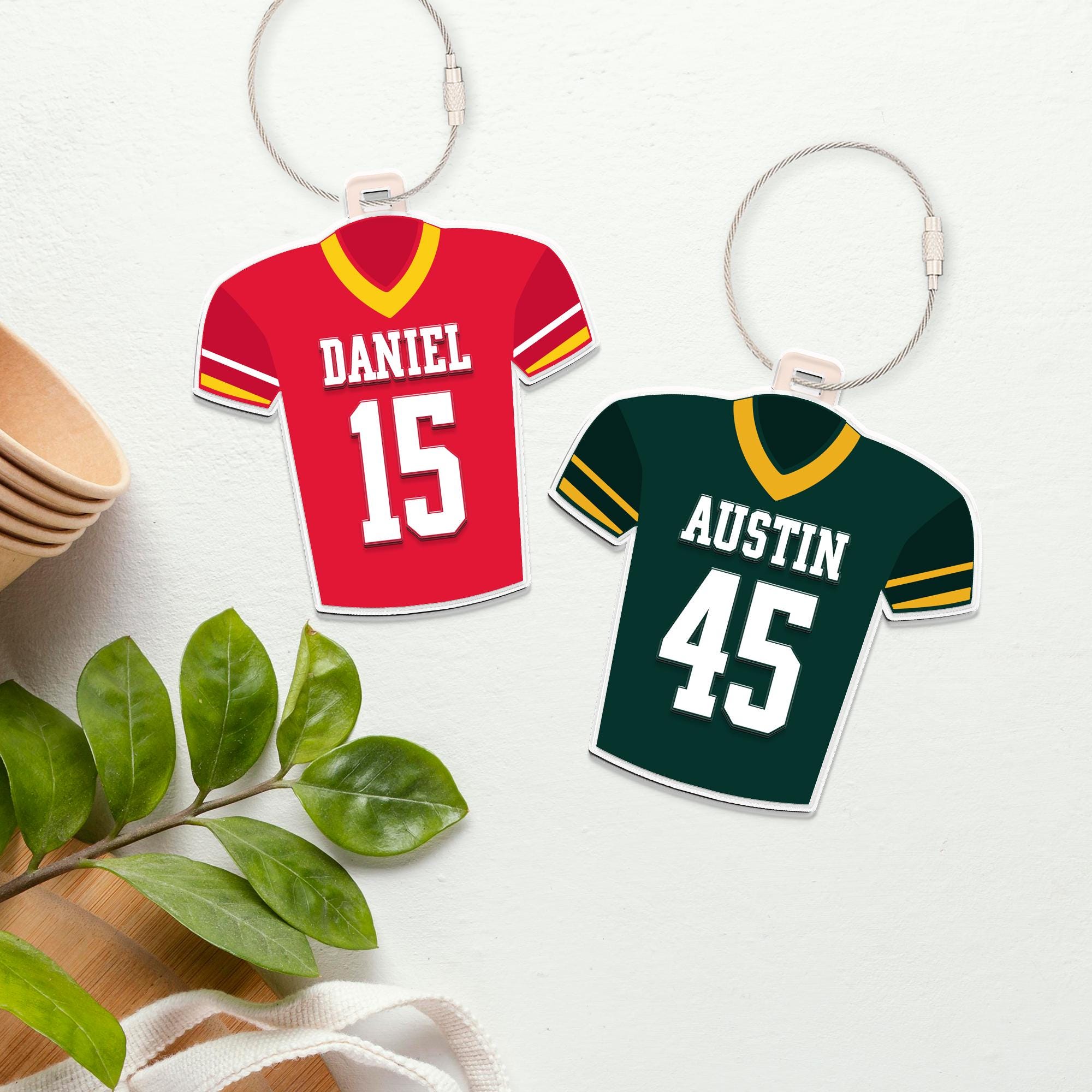 Football Name Tag, Personalized Football Shirt Name Tag, Sport Bag Tag, Football Team Keychain, High School Football Team, Football Mom Gift   FB2308