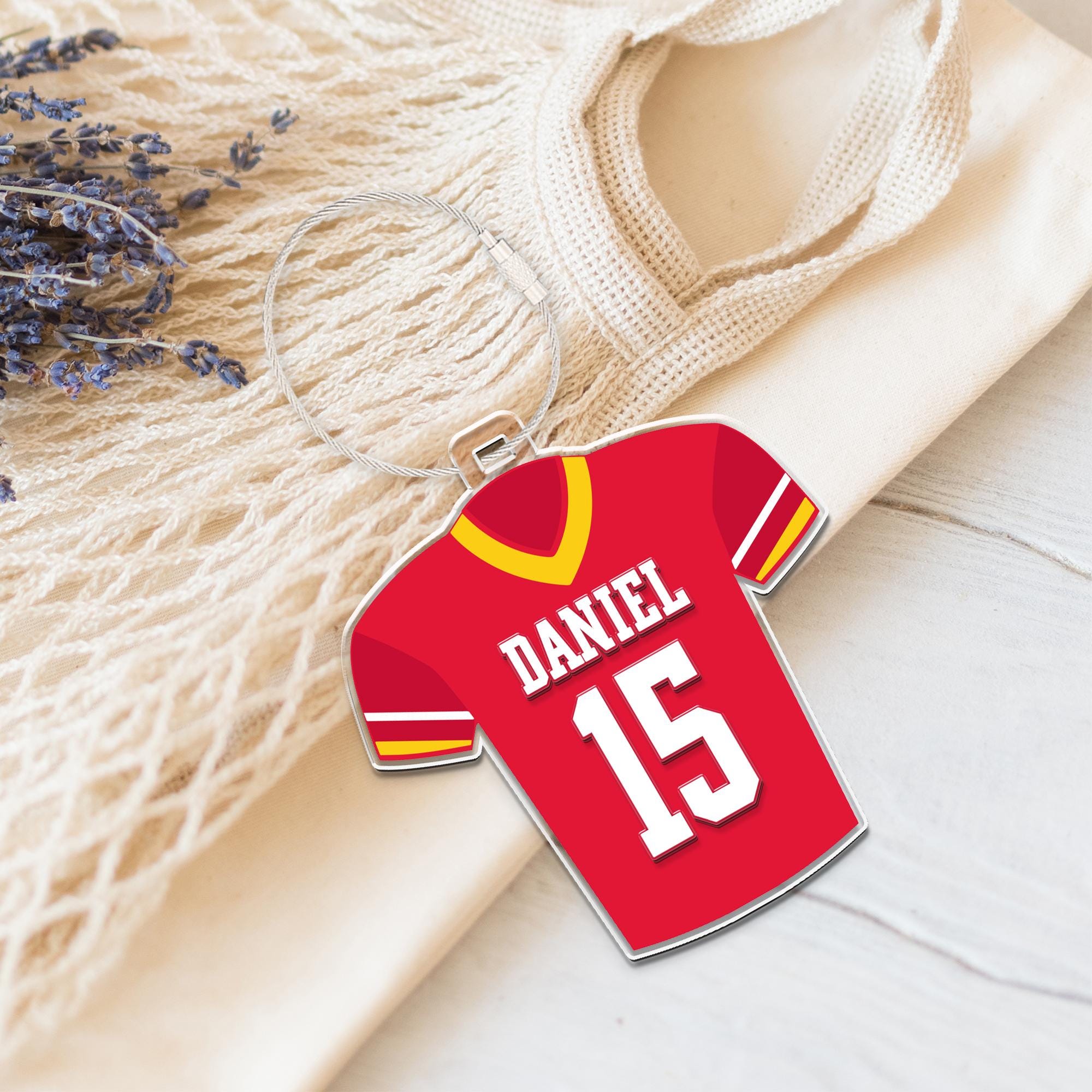 Football Name Tag, Personalized Football Shirt Name Tag, Sport Bag Tag, Football Team Keychain, High School Football Team, Football Mom Gift   FB2308