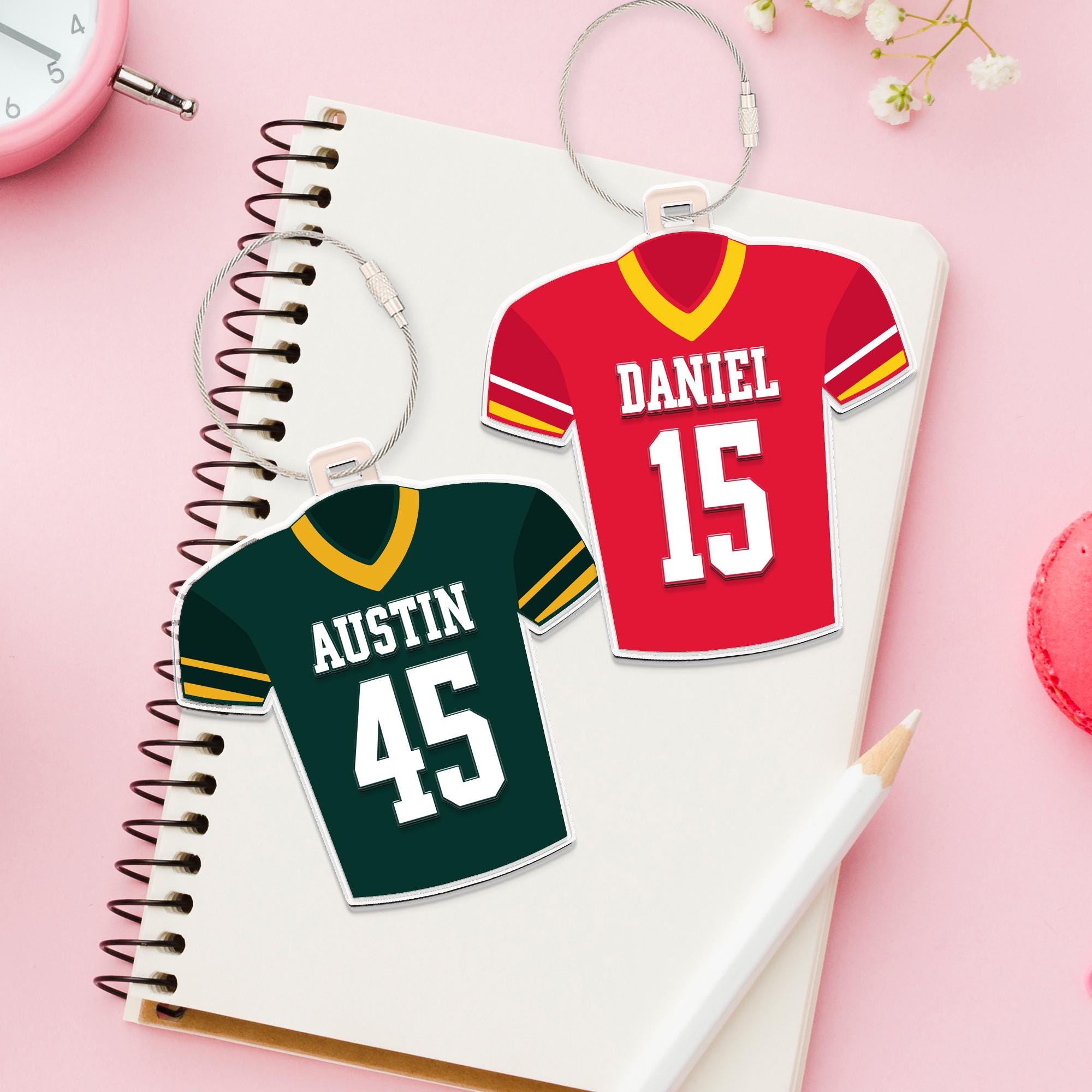 Football Name Tag, Personalized Football Shirt Name Tag, Sport Bag Tag, Football Team Keychain, High School Football Team, Football Mom Gift  CUSFB