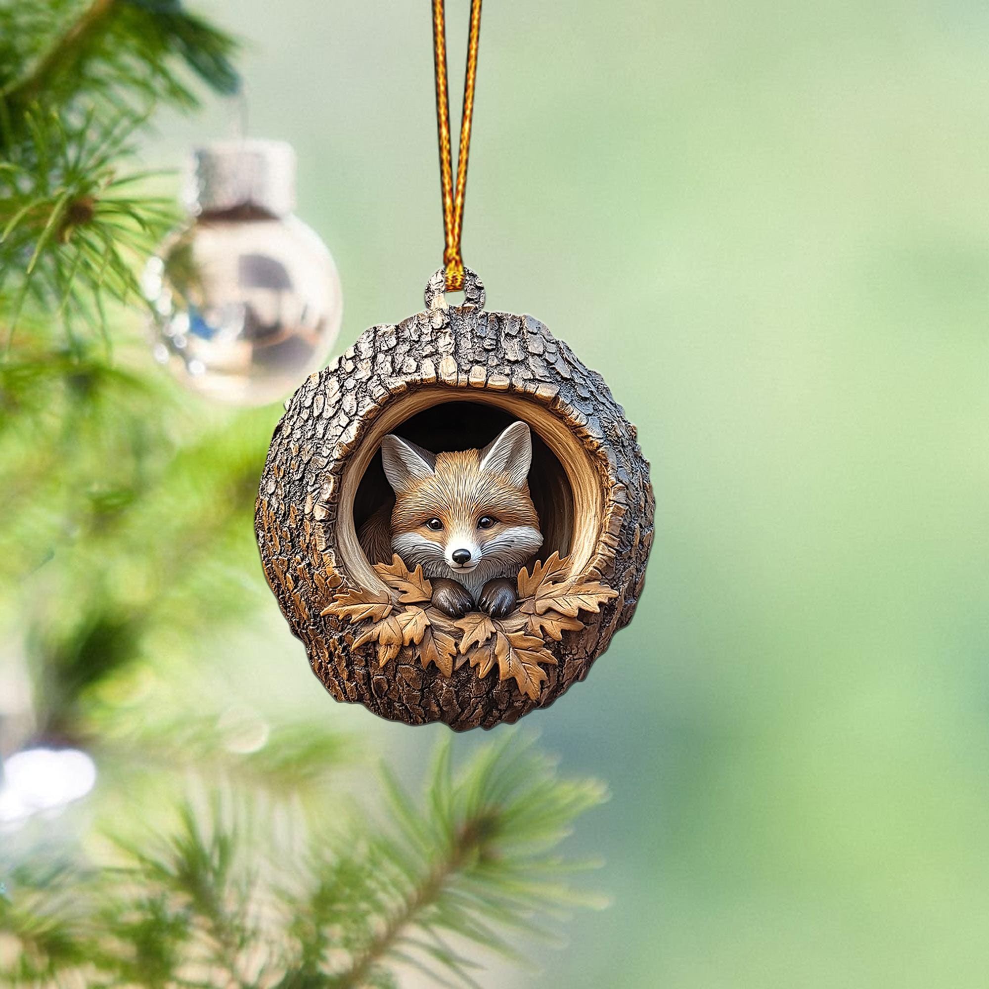 Fox 2D Flat Ornament, Fox Christmas Ornament, Fox Rearview Mirror Car Ornament, Fox Ornament Holiday Gift HAOR0611