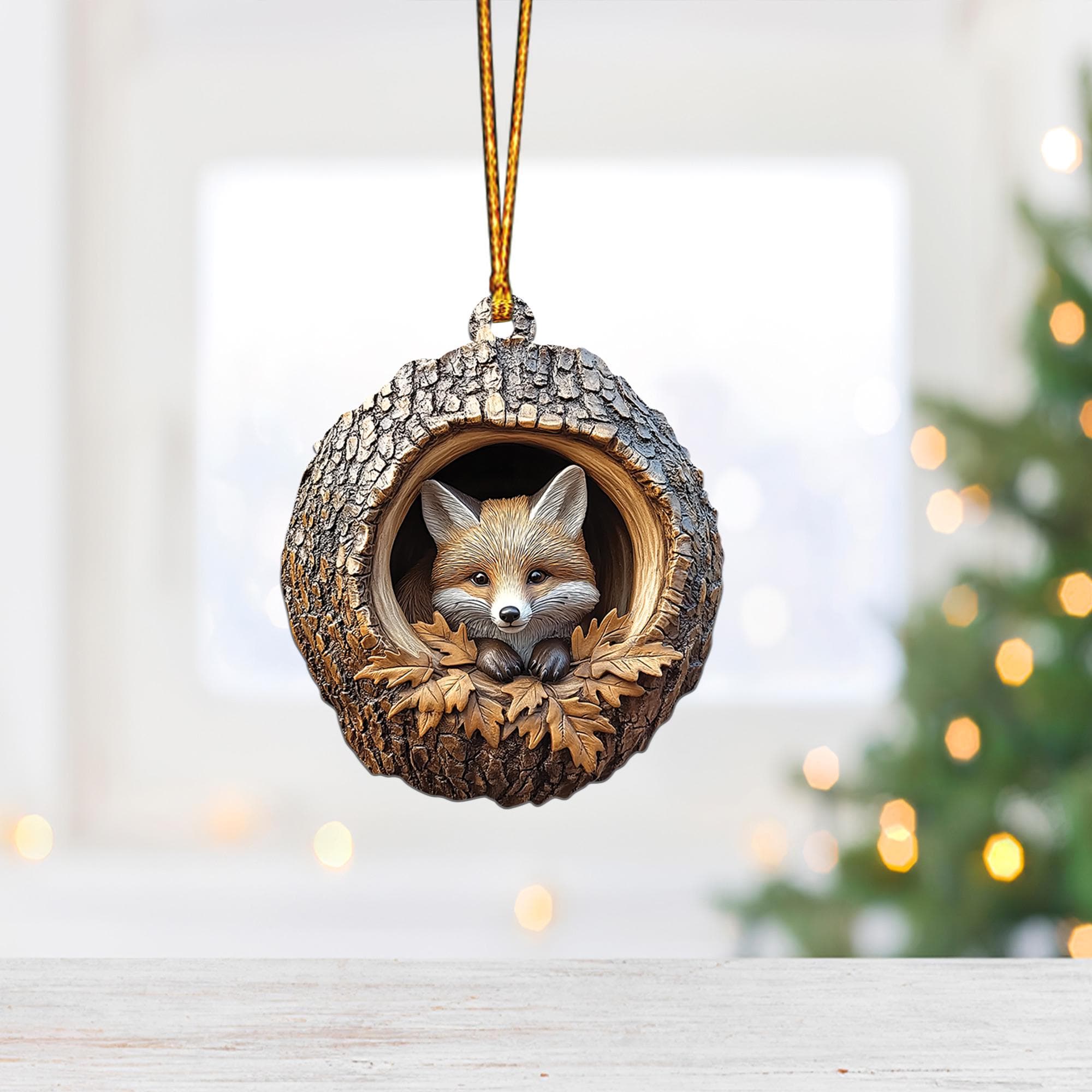 Fox 2D Flat Ornament, Fox Christmas Ornament, Fox Rearview Mirror Car Ornament, Fox Ornament Holiday Gift HAOR0611