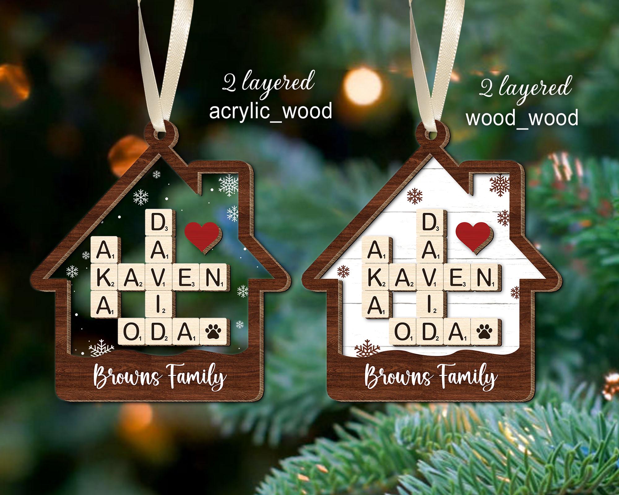 FREE PREVIEW Family Crossword Christmas Ornaments, Custom Family Names Puzzle, Family Ornament 2024, Christmas Gift, Christmas Tree Decor OROC24