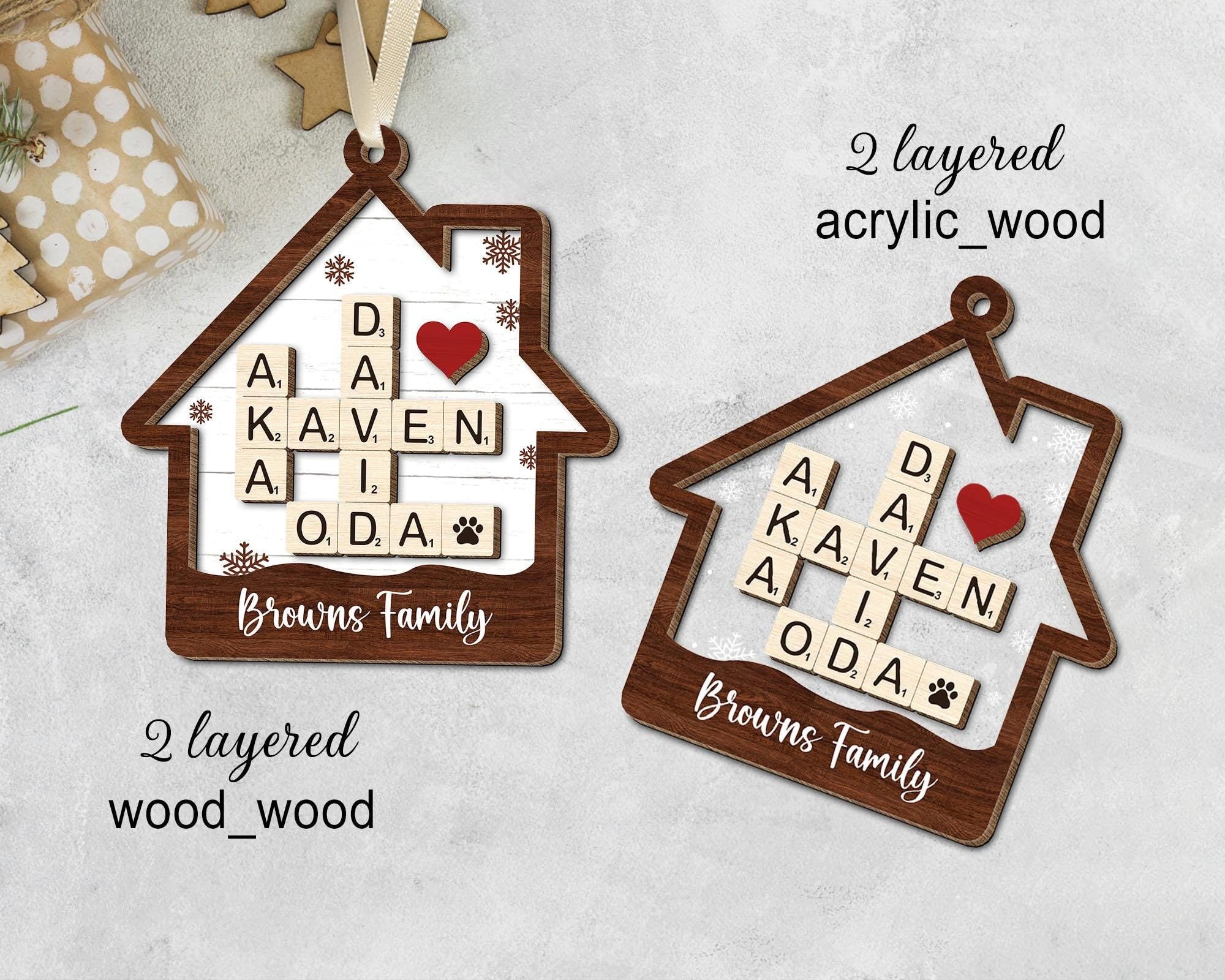 FREE PREVIEW Family Crossword Christmas Ornaments, Custom Family Names Puzzle, Family Ornament 2024, Christmas Gift, Christmas Tree Decor OROC24