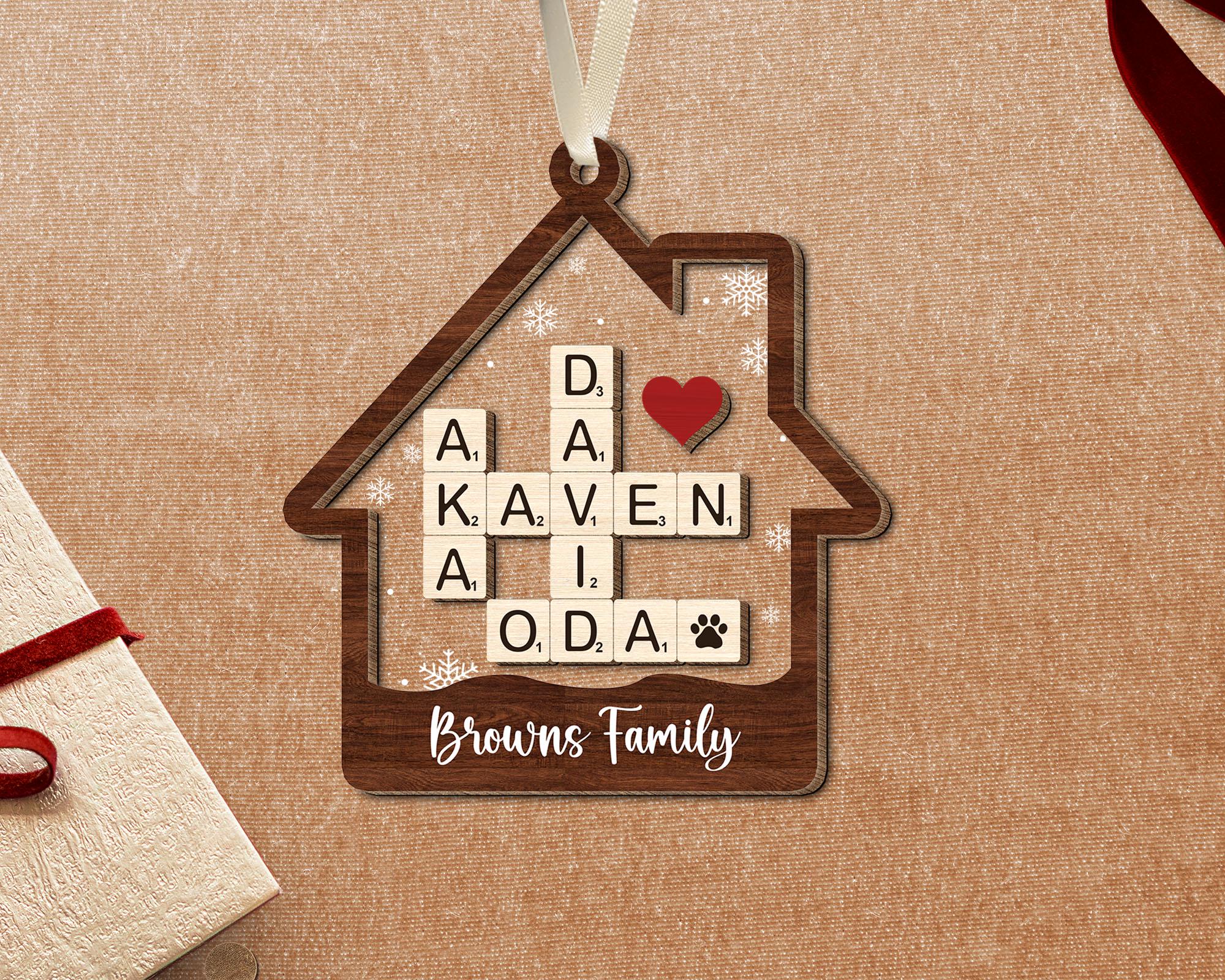 FREE PREVIEW Family Crossword Christmas Ornaments, Custom Family Names Puzzle, Family Ornament 2024, Christmas Gift, Christmas Tree Decor OROC24