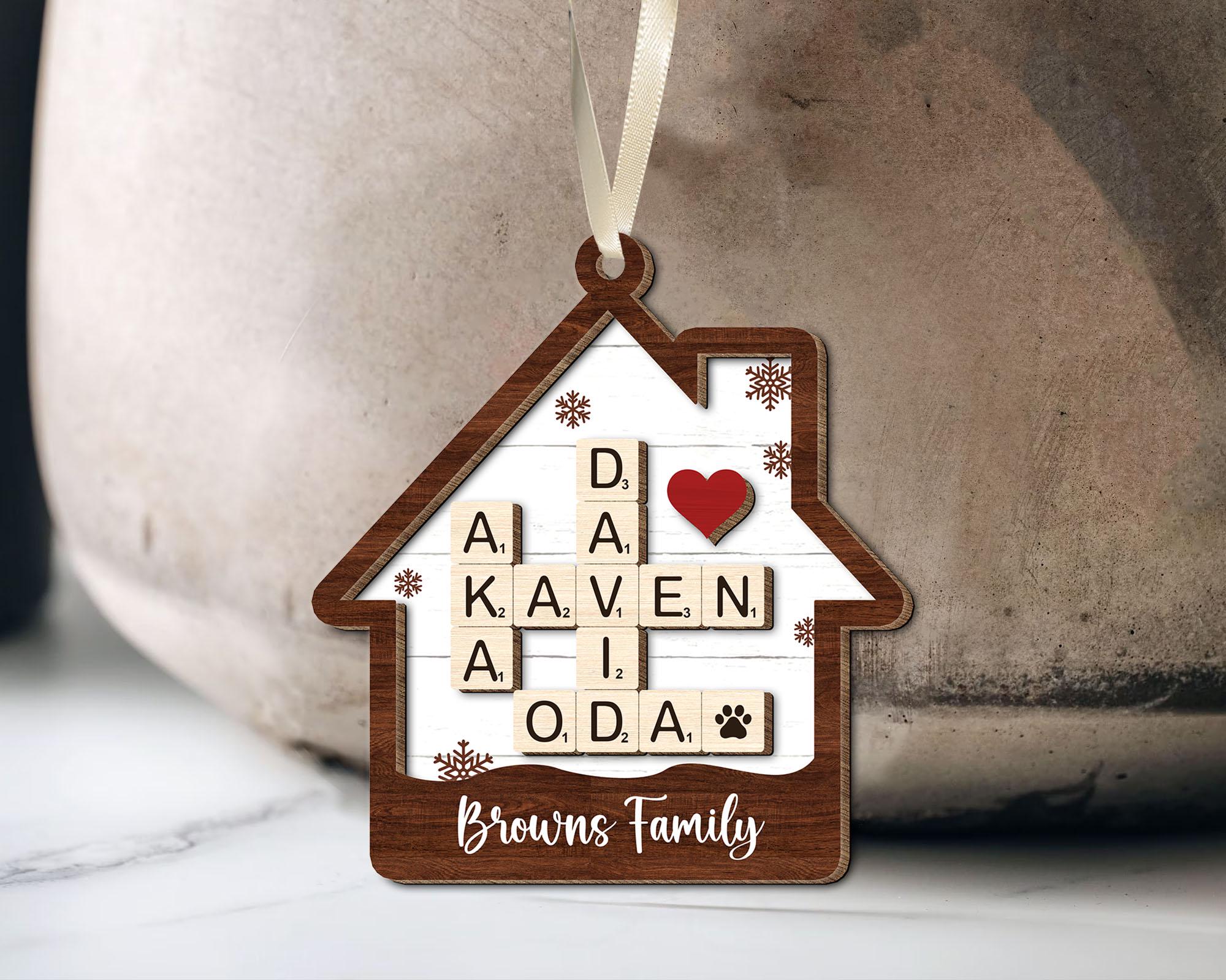 FREE PREVIEW Family Crossword Christmas Ornaments, Custom Family Names Puzzle, Family Ornament 2024, Christmas Gift, Christmas Tree Decor OROC24