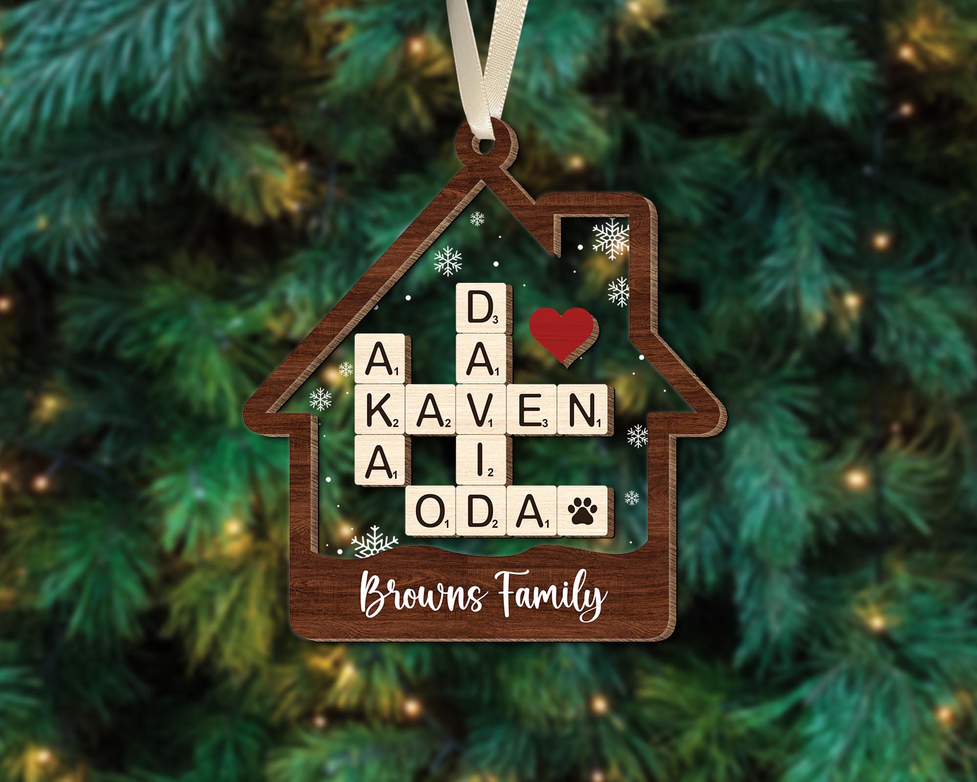 FREE PREVIEW Family Crossword Christmas Ornaments, Custom Family Names Puzzle, Family Ornament 2024, Christmas Gift, Christmas Tree Decor OROC24