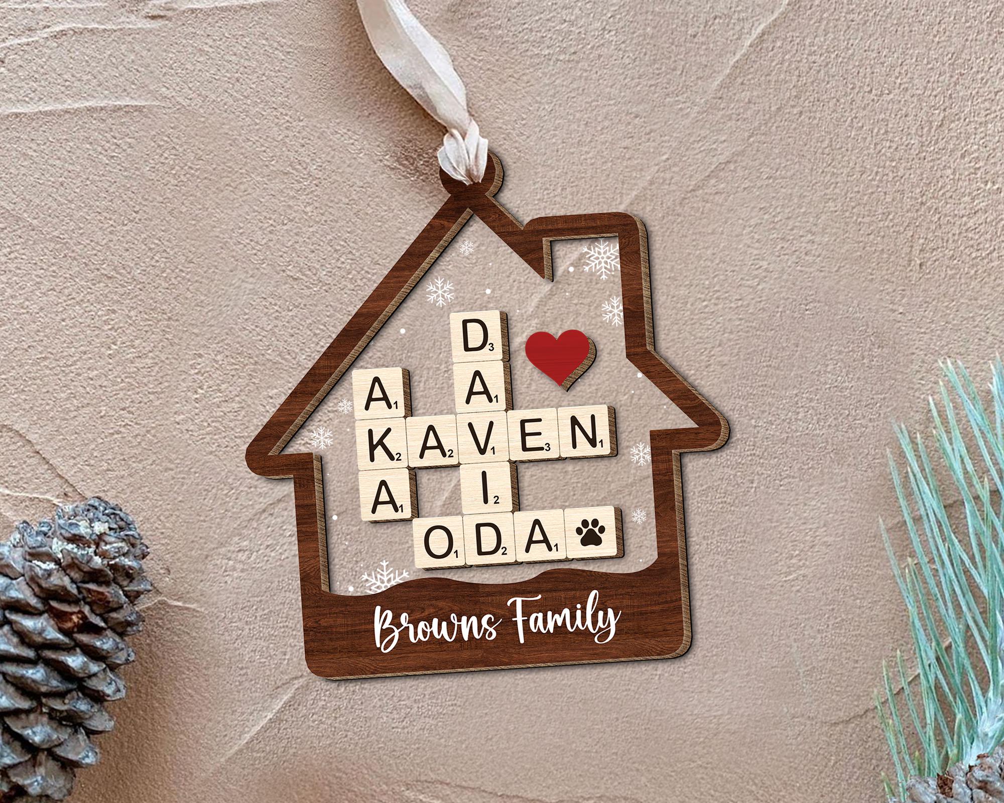 FREE PREVIEW Family Crossword Christmas Ornaments, Custom Family Names Puzzle, Family Ornament 2024, Christmas Gift, Christmas Tree Decor OROC24