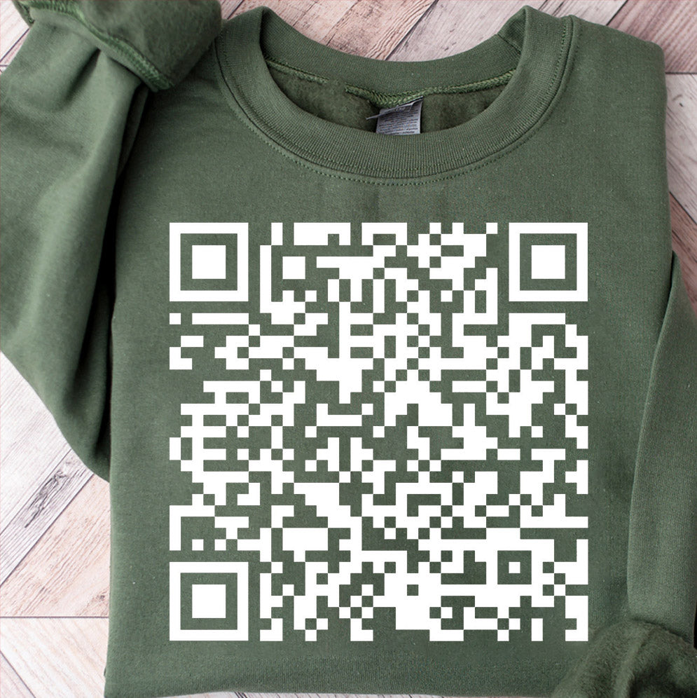 Fuck Off QR Code Crew Sweatshirt - Funny Christmas Saying Sweater - Sarcastic Gift for Friends, Gag Holiday Gift for Him - Ugly Xmas Shirt