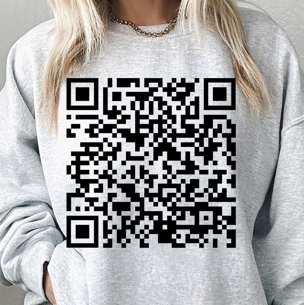 Fuck Off QR Code Crew Sweatshirt - Funny Christmas Saying Sweater - Sarcastic Gift for Friends, Gag Holiday Gift for Him - Ugly Xmas Shirt