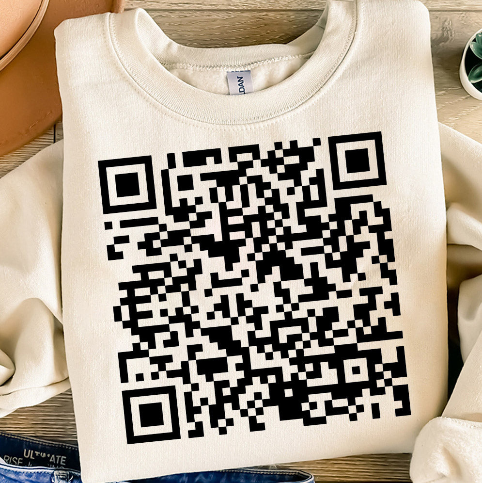 Fuck Off QR Code Crew Sweatshirt - Funny Christmas Saying Sweater - Sarcastic Gift for Friends, Gag Holiday Gift for Him - Ugly Xmas Shirt