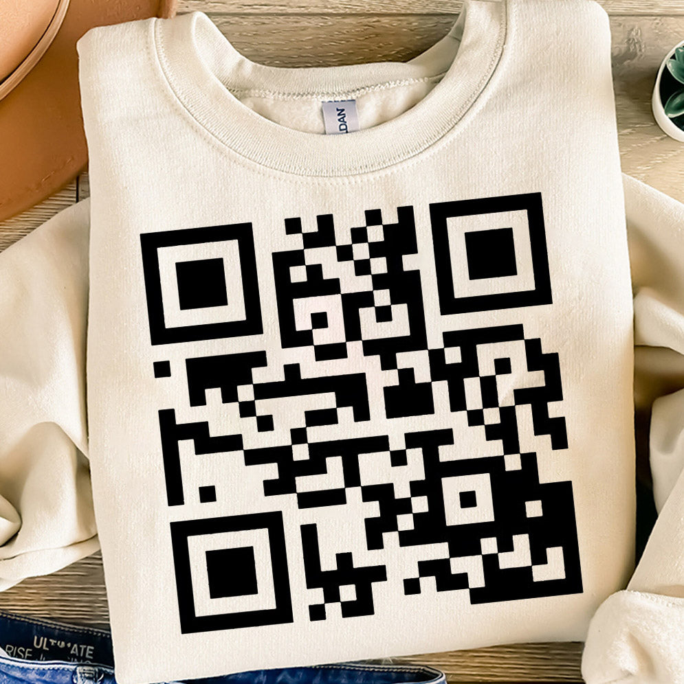 Fuck Off with Custom QR code Sweatshirt, Fuck Off Prank Joke QR Code Sweatshirt, QR Code Fuck Off Sweatshirt, Fuck You Qr Code Sweatshirt
