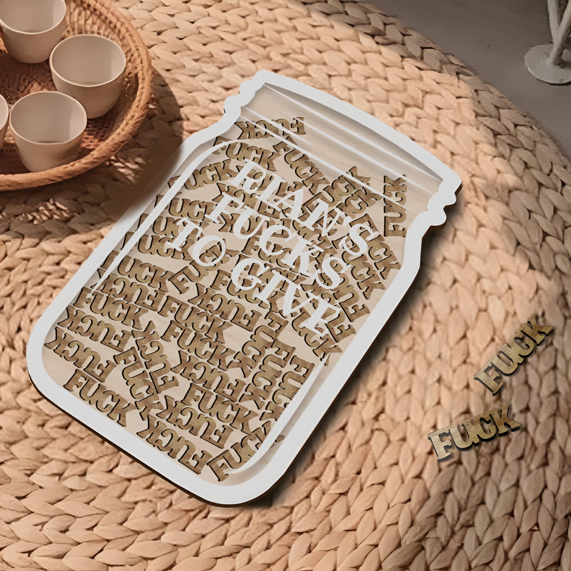 Fucks to Give Reward Jar, Jar of Fuck Gift Jar, Fuck Wooden Cutout Letter Piece, Funny Gift to Friends for Birthday Day, Reward Jar For Boys Girls rejar rejar1