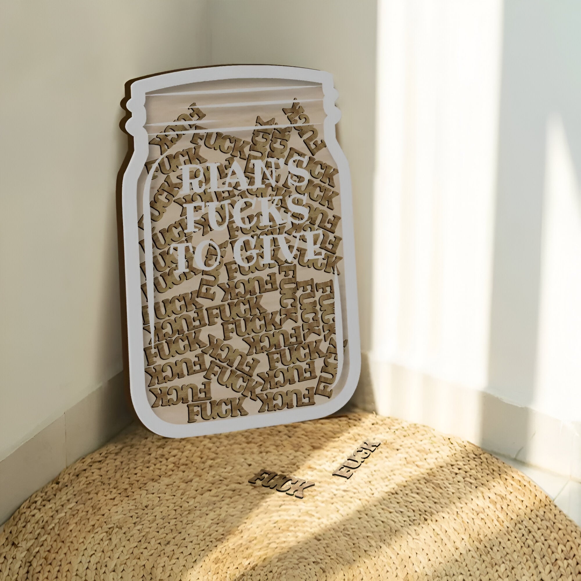 Fucks to Give Reward Jar, Jar of Fuck Gift Jar, Fuck Wooden Cutout Letter Piece, Funny Gift to Friends for Birthday Day, Reward Jar For Boys Girls rejar rejar1