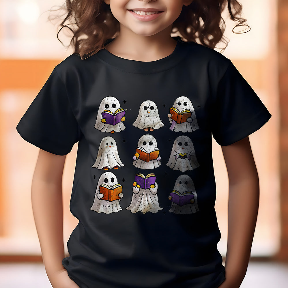 Funny Book Lover Halloween T-shirt, Cute Ghost Book Nerd, Ghost Halloween T-shirt, Ghost T-shirt, Teacher T-shirt