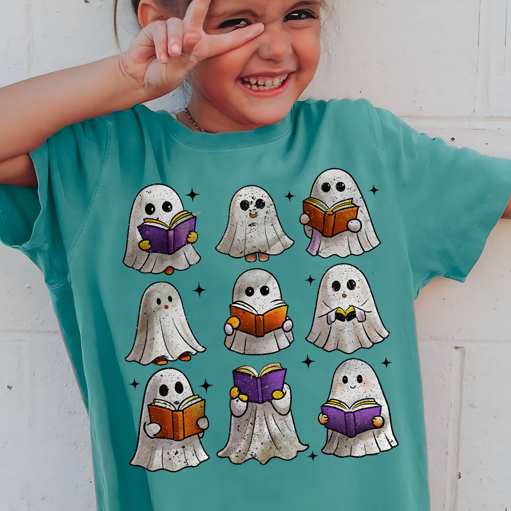 Funny Book Lover Halloween T-shirt, Cute Ghost Book Nerd, Ghost Halloween T-shirt, Ghost T-shirt, Teacher T-shirt