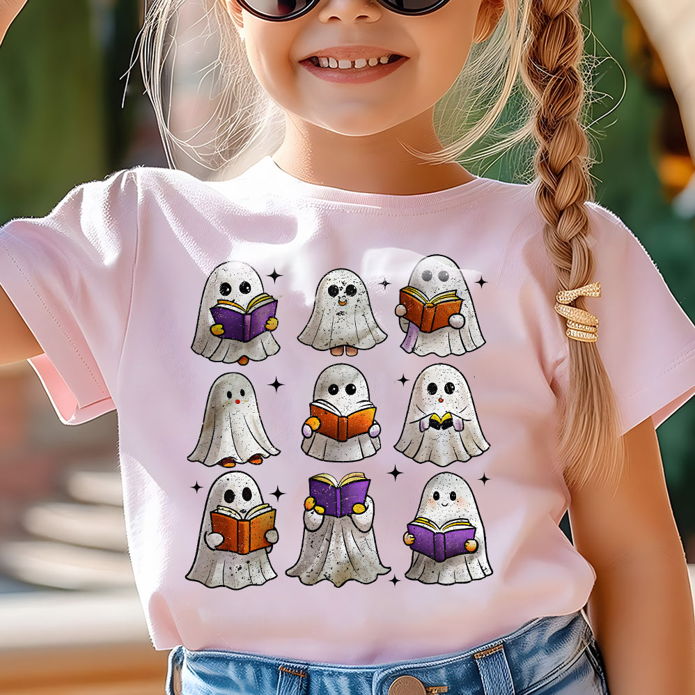 Funny Book Lover Halloween T-shirt, Cute Ghost Book Nerd, Ghost Halloween T-shirt, Ghost T-shirt, Teacher T-shirt