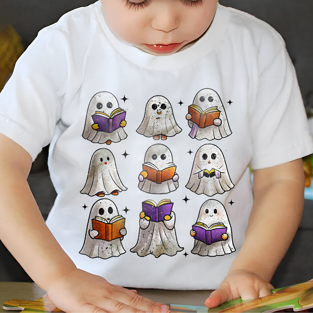 Funny Book Lover Halloween T-shirt, Cute Ghost Book Nerd, Ghost Halloween T-shirt, Ghost T-shirt, Teacher T-shirt