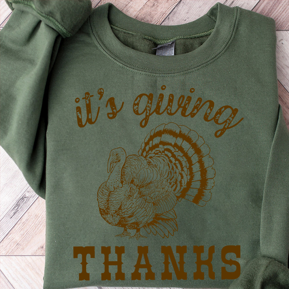 Funny Friendsgiving Group Shirt, Cute Thanksgiving Fall Shirt, It's Giving Thanks, Friends Thanksgiving Trendy Crewneck Gift, Turkey Shirt