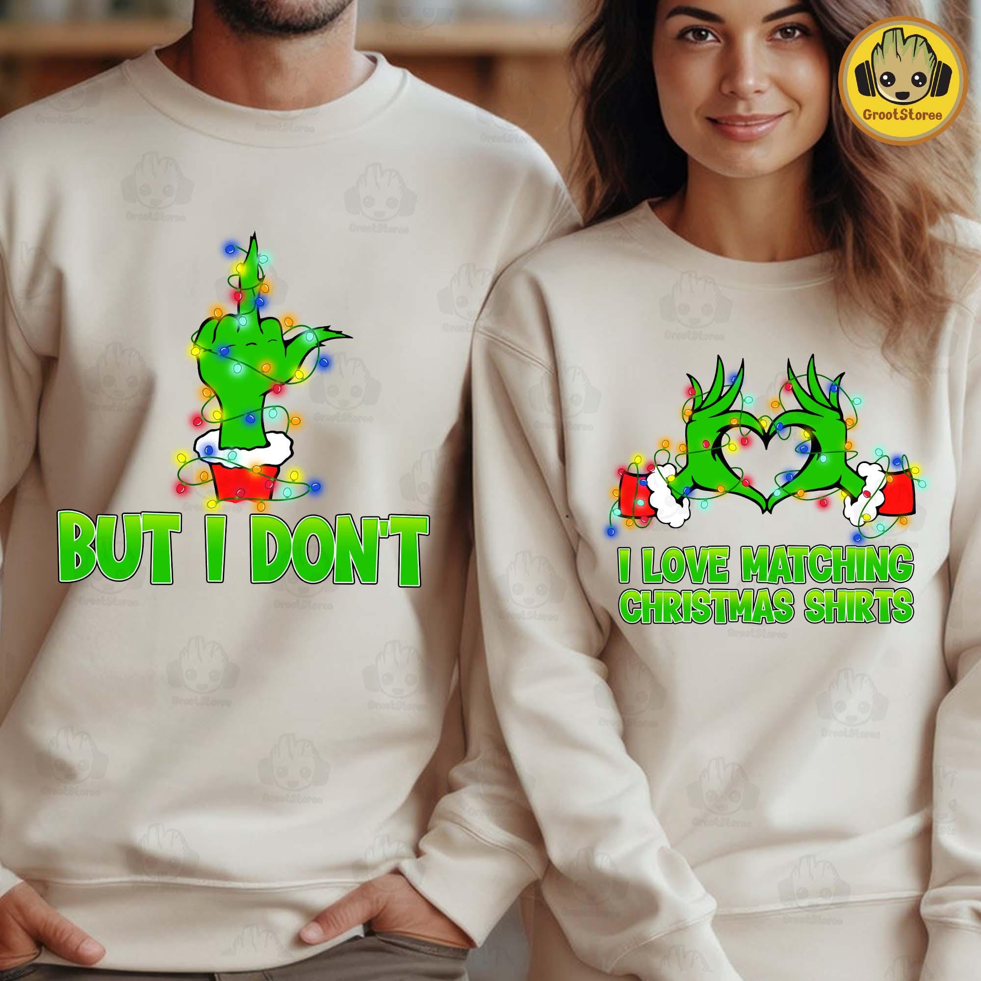 Funny I Love Matching Christmas Shirt Png, Green Mean Guy Png, Xmas Matching Shirt Design Png, Matching Husband Wife Christmas Party Png SCU