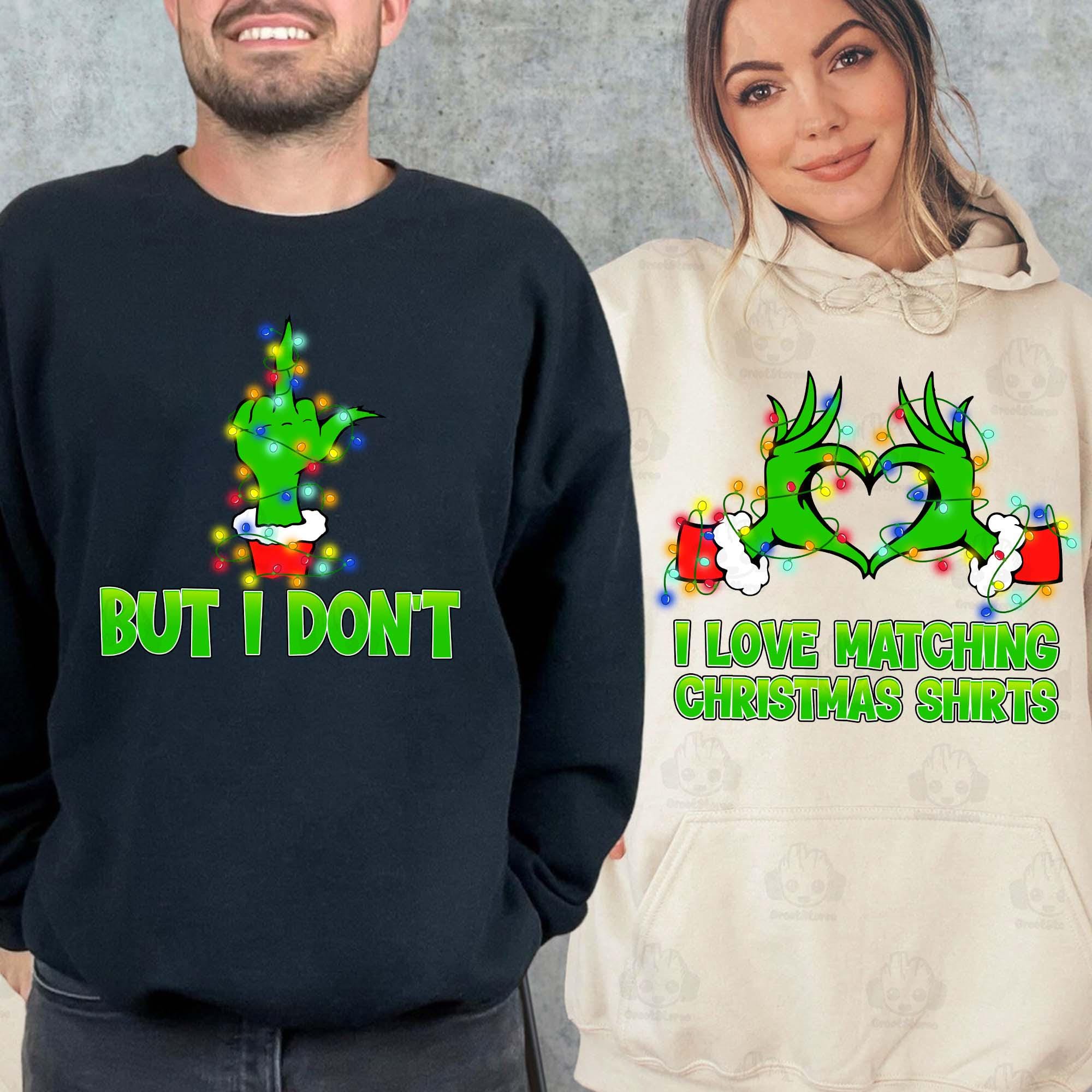 Funny I Love Matching Christmas Shirt Png, Green Mean Guy Png, Xmas Matching Shirt Design Png, Matching Husband Wife Christmas Party Png SCU