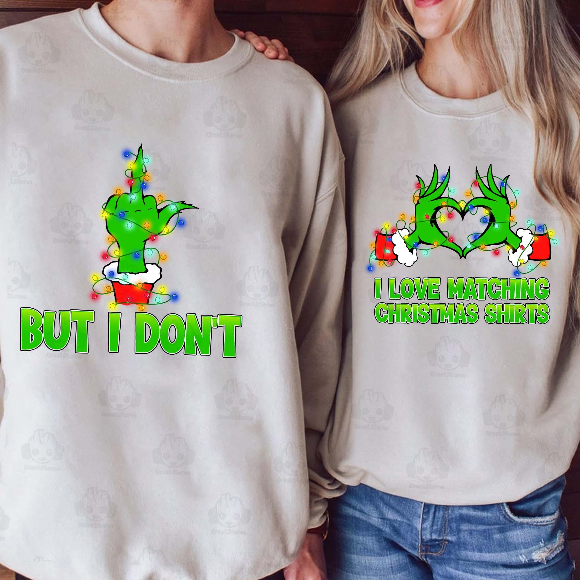 Funny I Love Matching Christmas Shirt Png, Green Mean Guy Png, Xmas Matching Shirt Design Png, Matching Husband Wife Christmas Party Png SCU