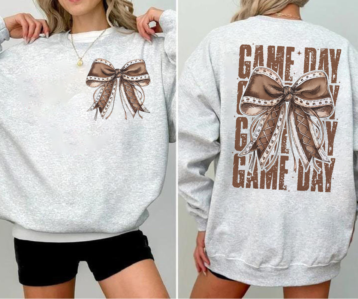Game Day Football Bow T-Shirt, Fall Coquette Bow T-Shirt, Fall Football Shirt T-Shirt, Football Sport T-Shirt V2, Football Mom T-Shirt