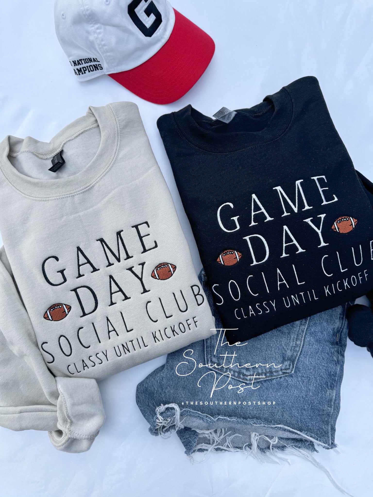 Game Day Social Club Football Sweatshirt -- Embroidered, Classy Until Kickoff  EM1809S