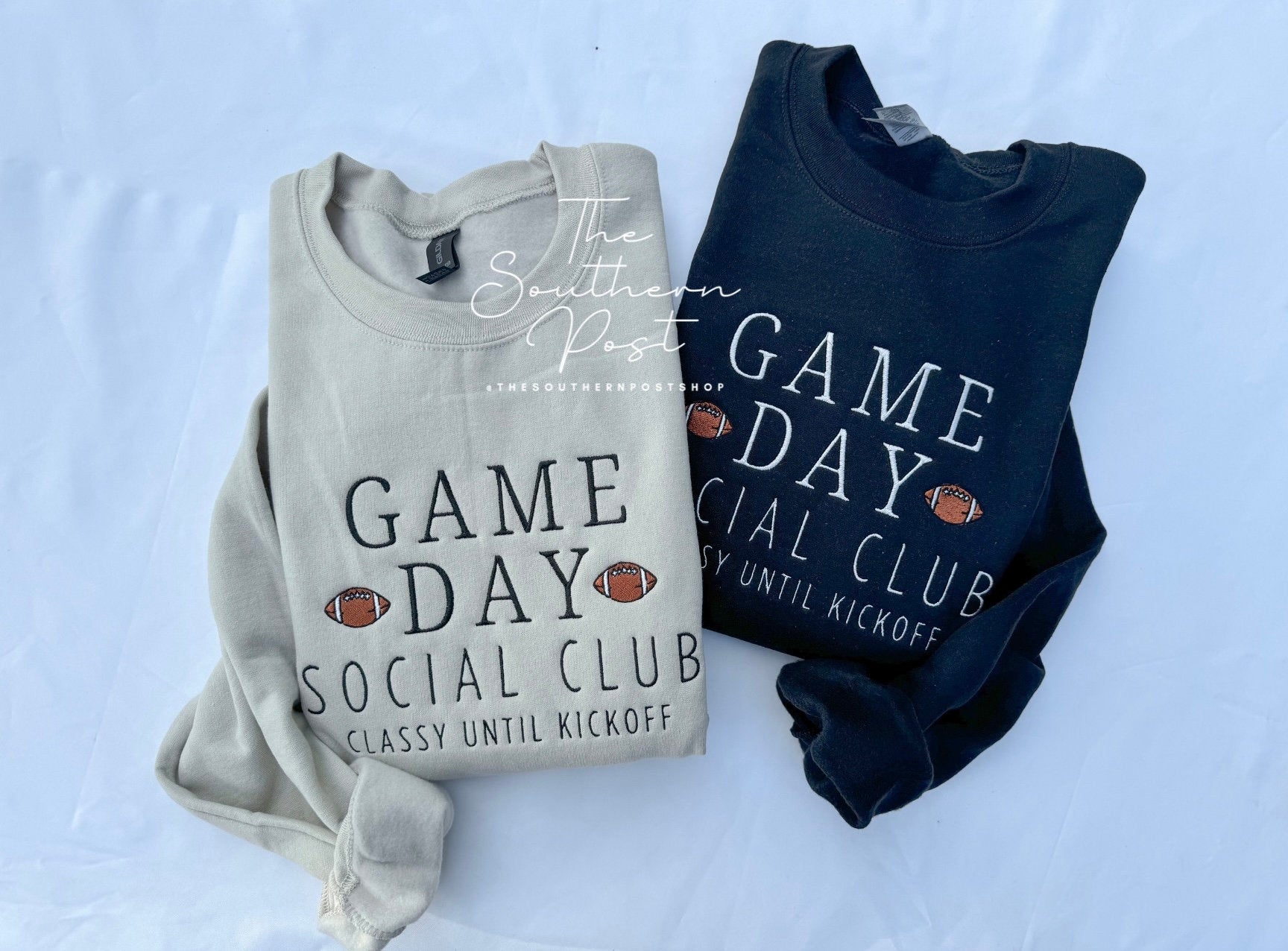 Game Day Social Club Football Sweatshirt -- Embroidered, Classy Until Kickoff  EM1809S