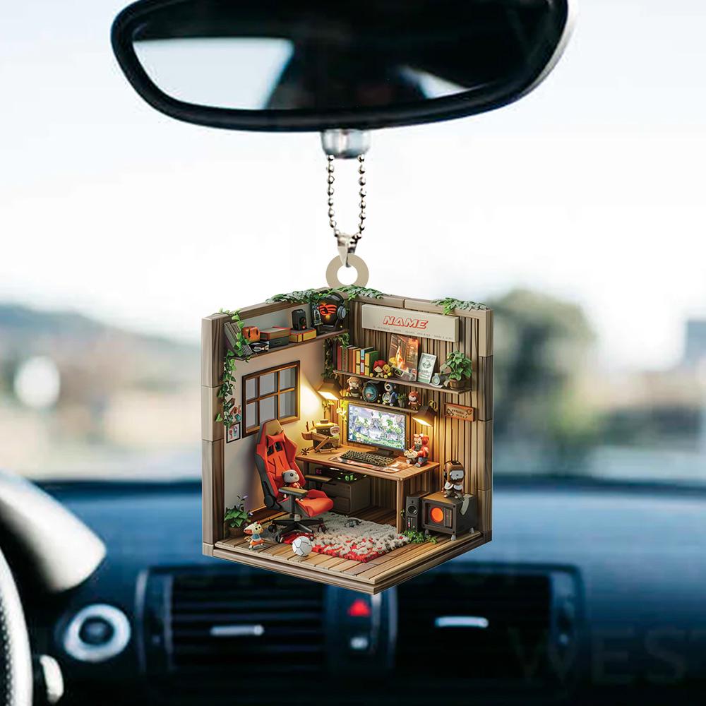 Gamer Room Christmas Ornament, Gamer Room 2D Flat Ornament, Gamer Ornament, Gaming Room Holiday Gift HAOR0611