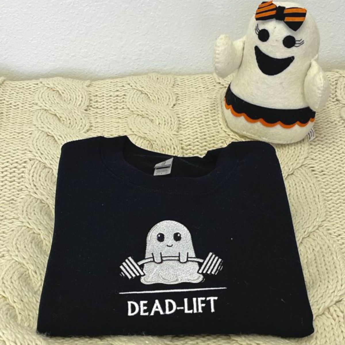 Ghost Gym Dead Lift Halloween Embroidered Sweatshirt or Hoodie EMHA2608