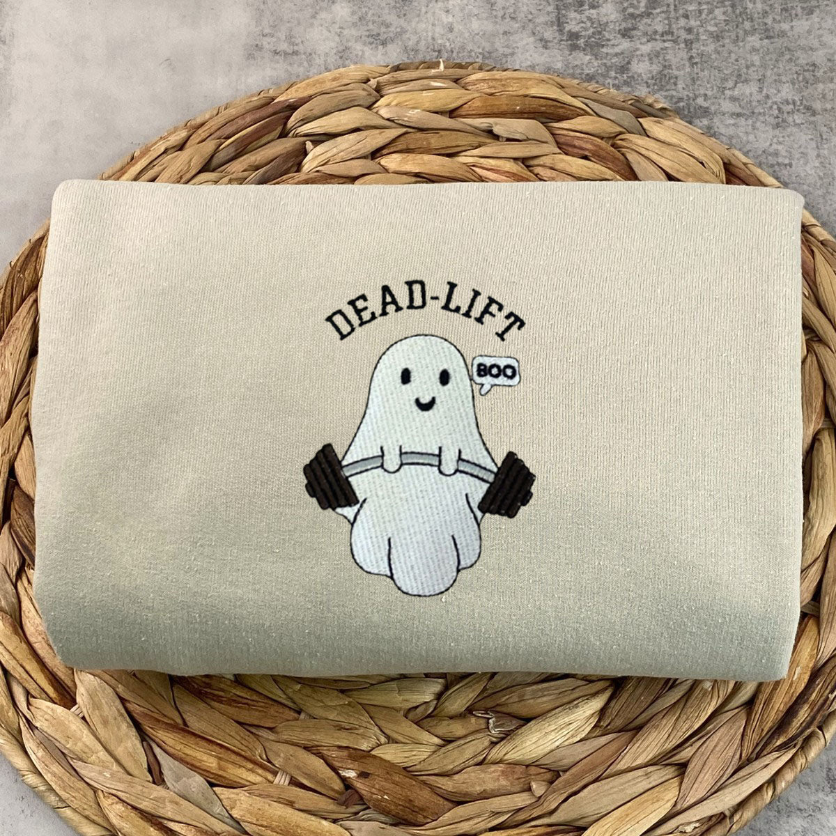 Ghost Gym Dead Lift Halloween Embroidered Sweatshirt or Hoodie EMHA2608
