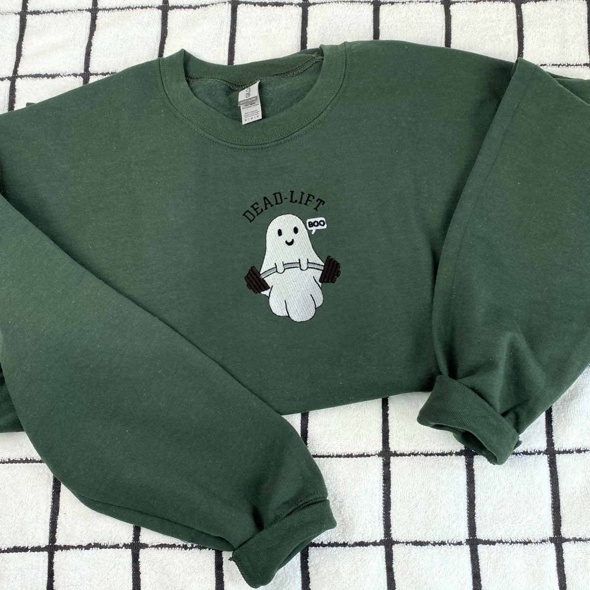 Ghost Gym Dead Lift Halloween Embroidered Sweatshirt or Hoodie EMHA2608