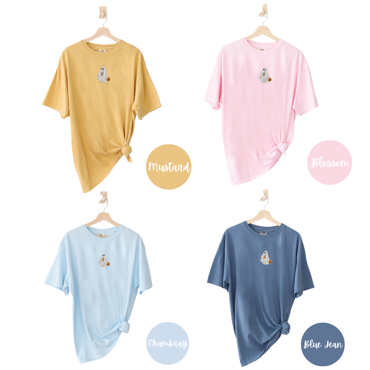 Ghost with Iced Coffee Embroidered Tee EMHA2608