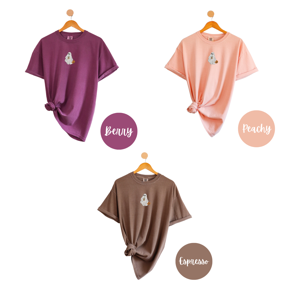 Ghost with Iced Coffee Embroidered Tee EMHA2608