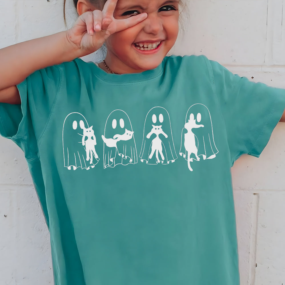 Ghosts with Cat Png, Cute Halloween Ghosts Png, Cat Lover Ghost Png, Halloween Cat Mom PNG,Spooky Season Cats PNG,Cat Person Png,Spooky Vibe