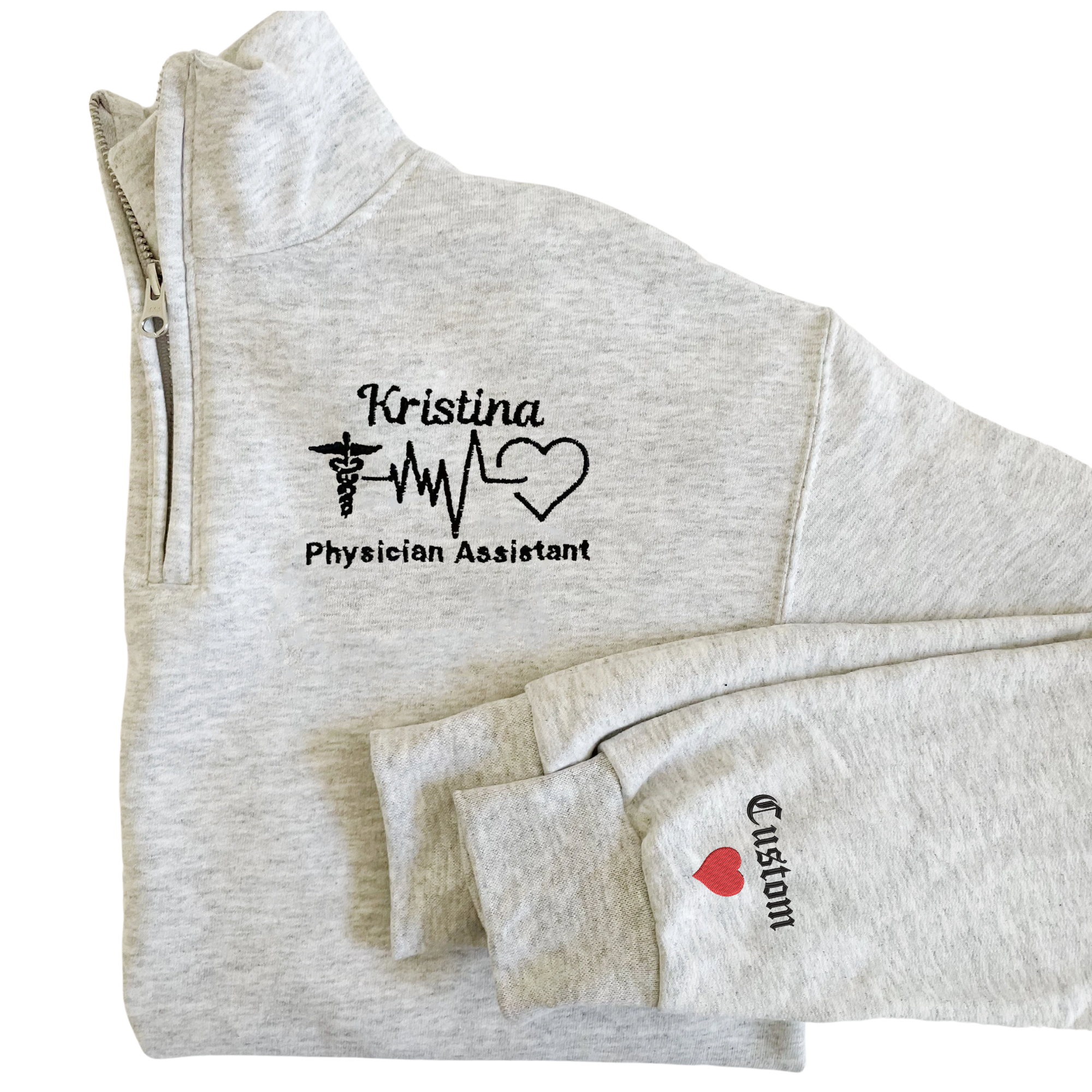 Personalized Gift For Nurse, Medical Jacket, Quarter Zip Sweatshirt Hoodie Embroidered em2