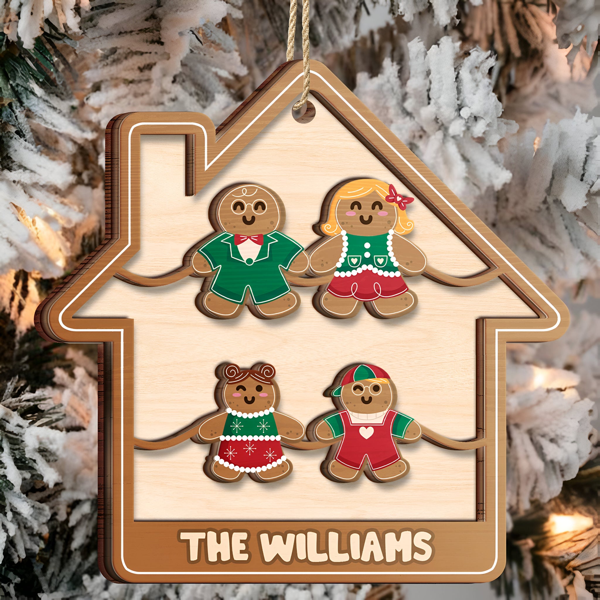 Gingerbread Cookies Pet Family - Christmas, Gift For Family - Personalized 2-Layered Wooden Ornament ORN0310