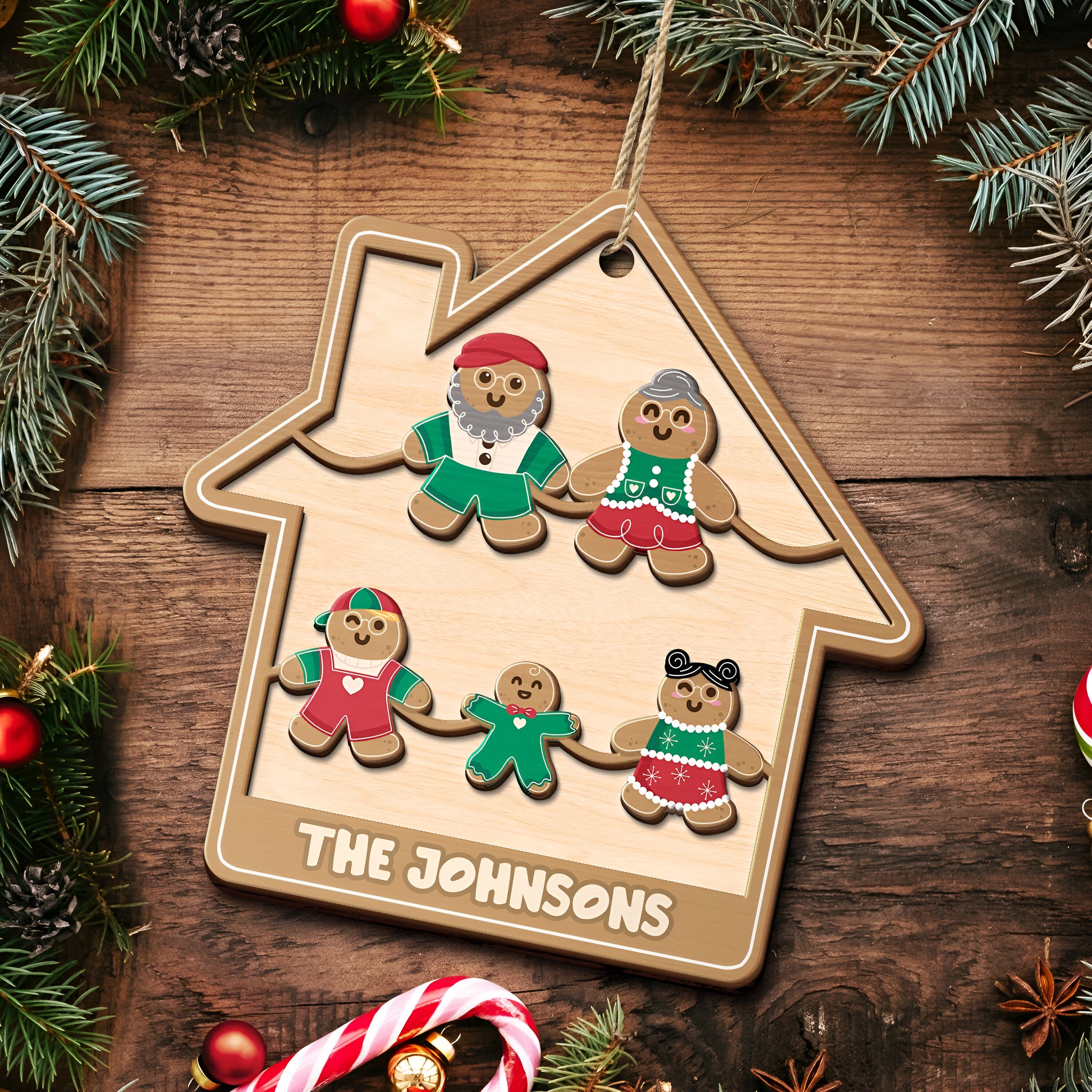 Gingerbread Cookies Pet Family - Christmas, Gift For Family - Personalized 2-Layered Wooden Ornament ORN0310