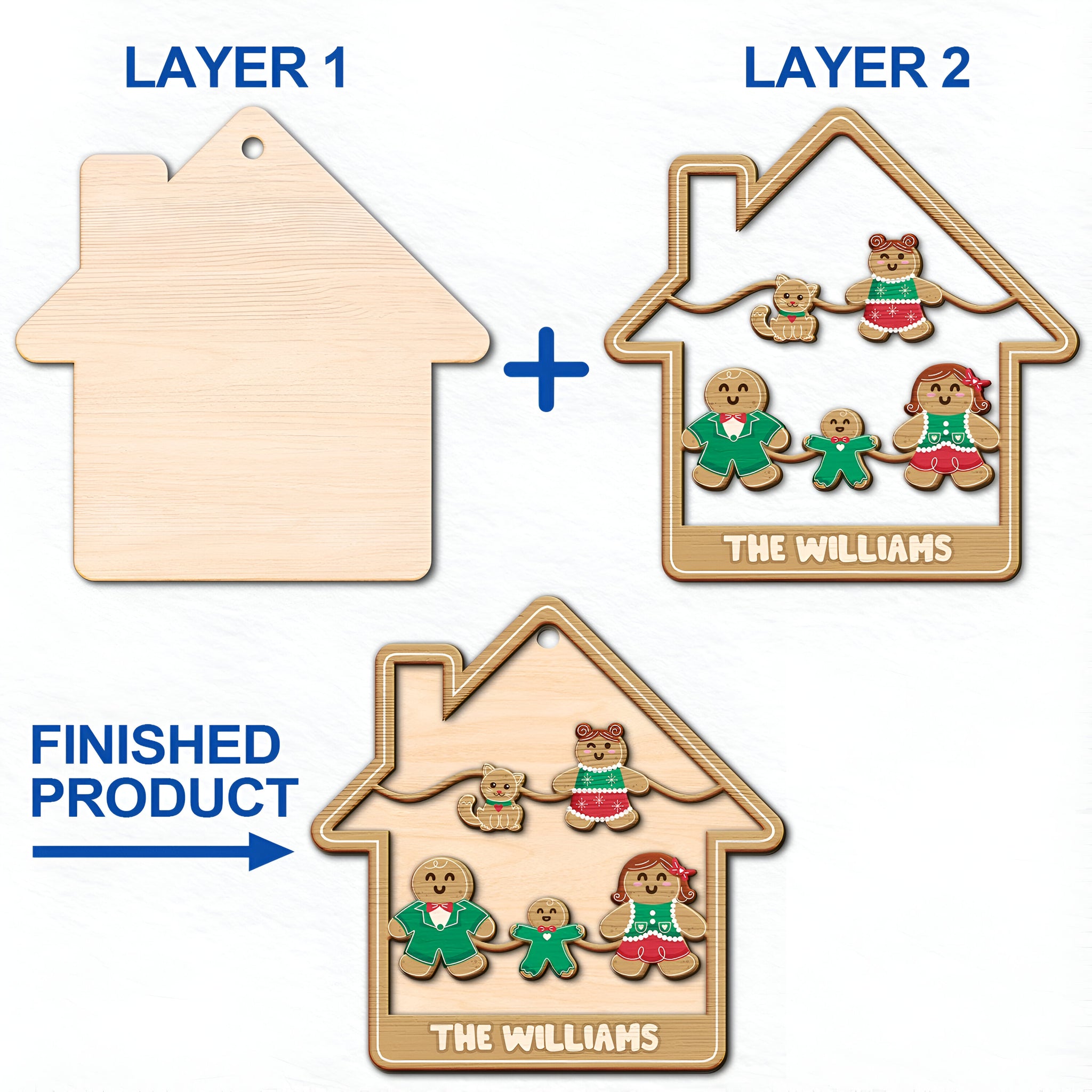 Gingerbread Cookies Pet Family - Christmas, Gift For Family - Personalized 2-Layered Wooden Ornament ORN0310