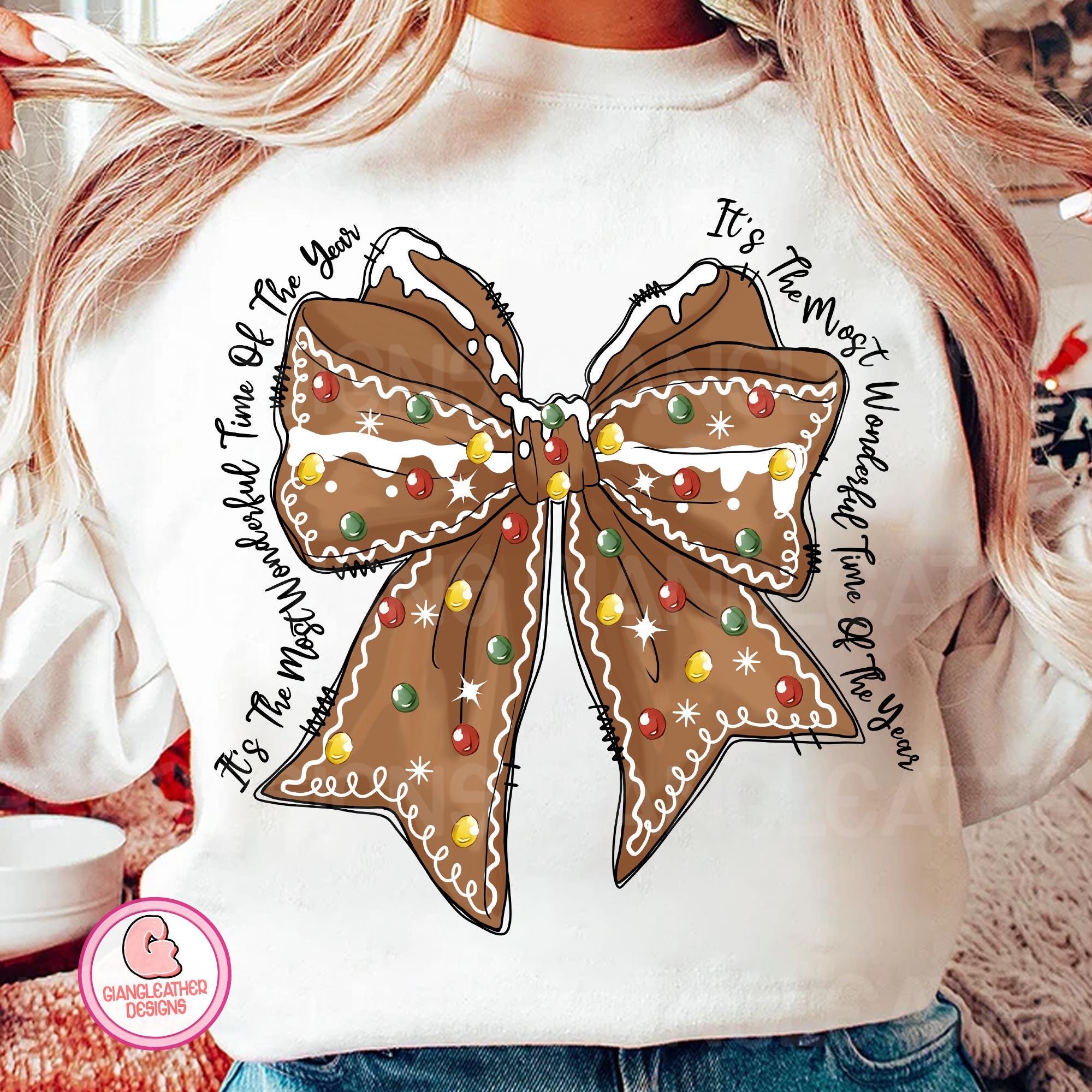 Gingerbread Coquette png, gingerbread bow png, merry christmas png, Christmas Coquette, Christmas Png, retro Christmas, Girly Christmas png SCU