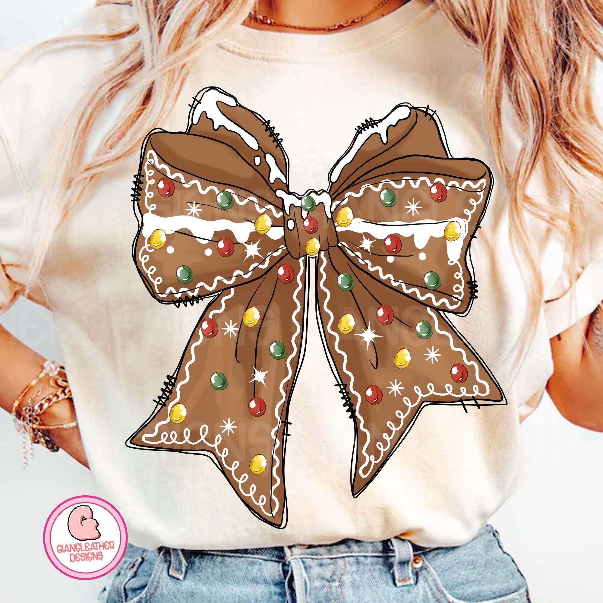 Gingerbread Coquette png, gingerbread bow png, merry christmas png, Christmas Coquette, Christmas Png, retro Christmas, Girly Christmas png SCU