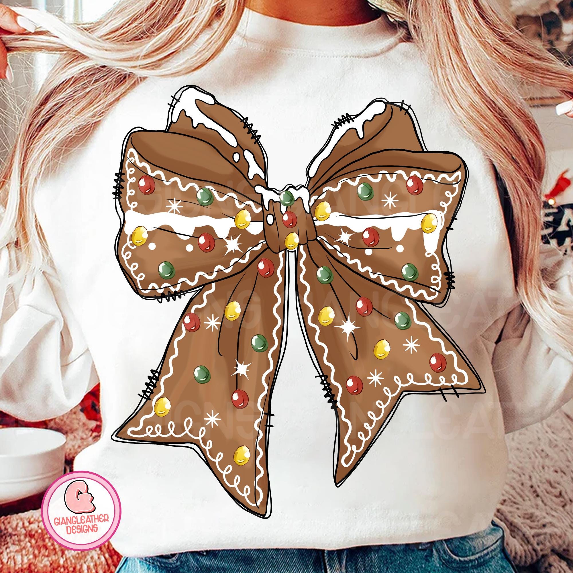 Gingerbread Coquette png, gingerbread bow png, merry christmas png, Christmas Coquette, Christmas Png, retro Christmas, Girly Christmas png SCU