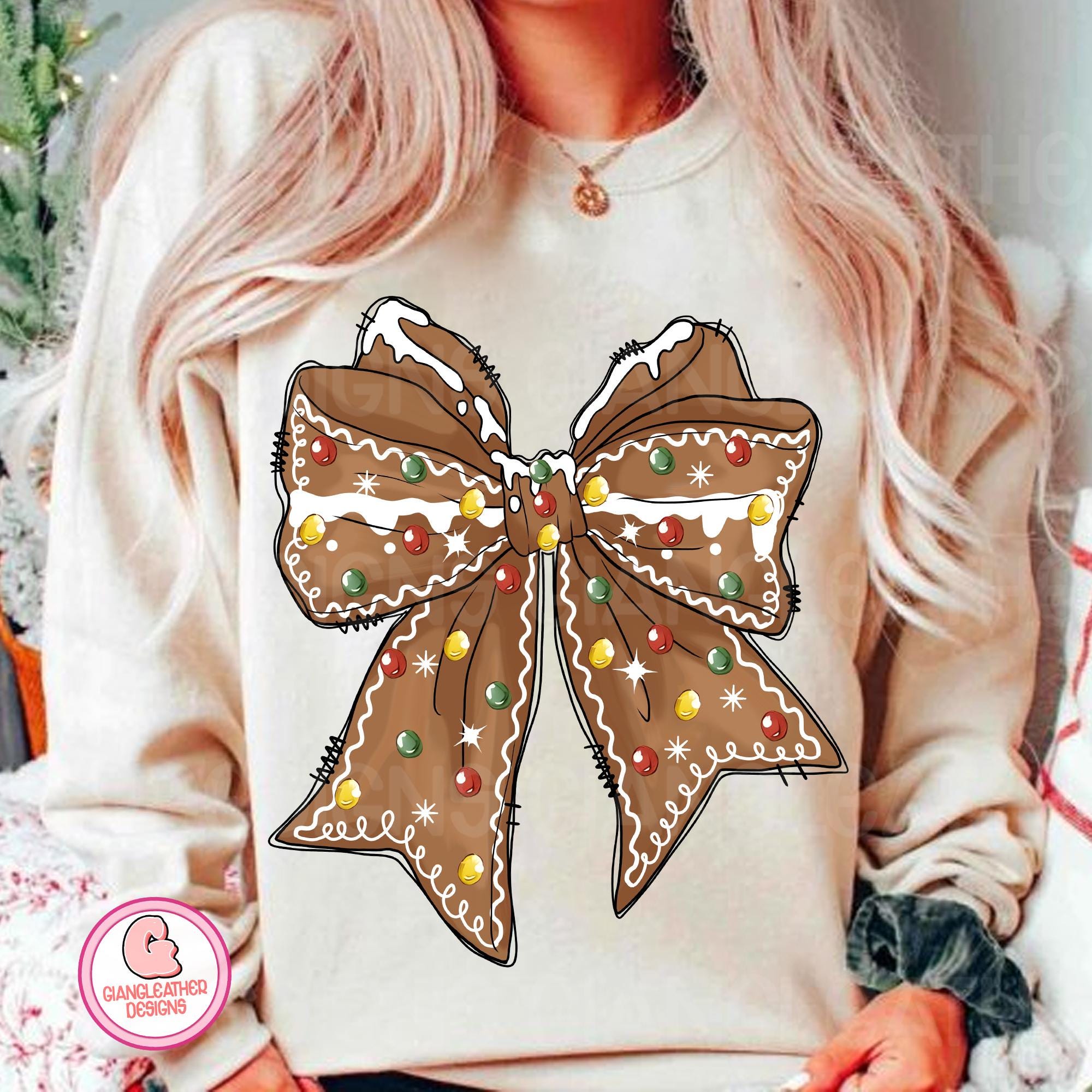 Gingerbread Coquette png, gingerbread bow png, merry christmas png, Christmas Coquette, Christmas Png, retro Christmas, Girly Christmas png SCU