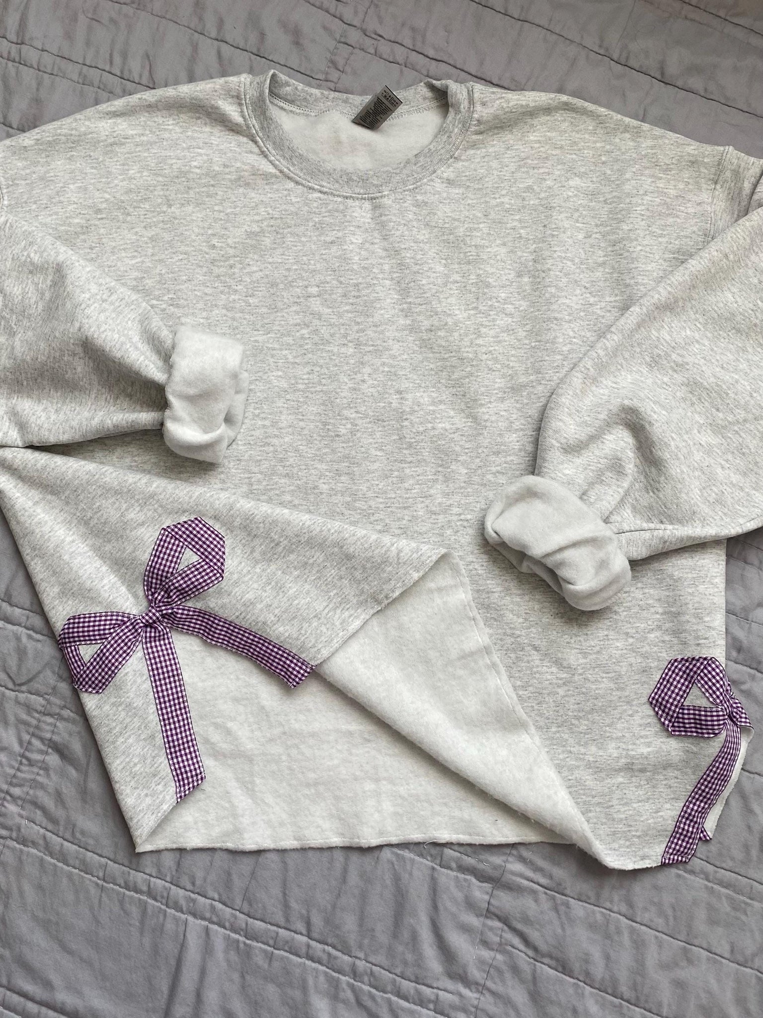 gingham side bow sweatshirt ESIBOW