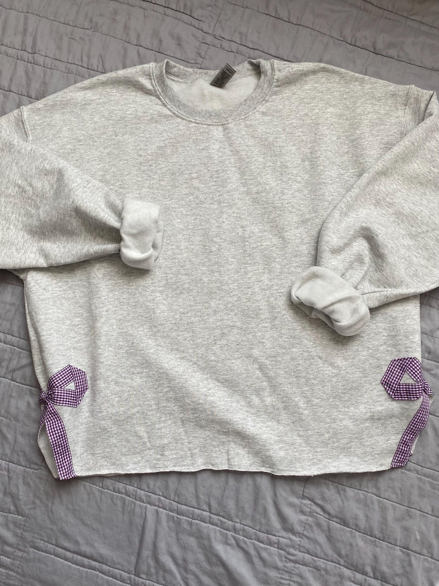 gingham side bow sweatshirt ESIBOW