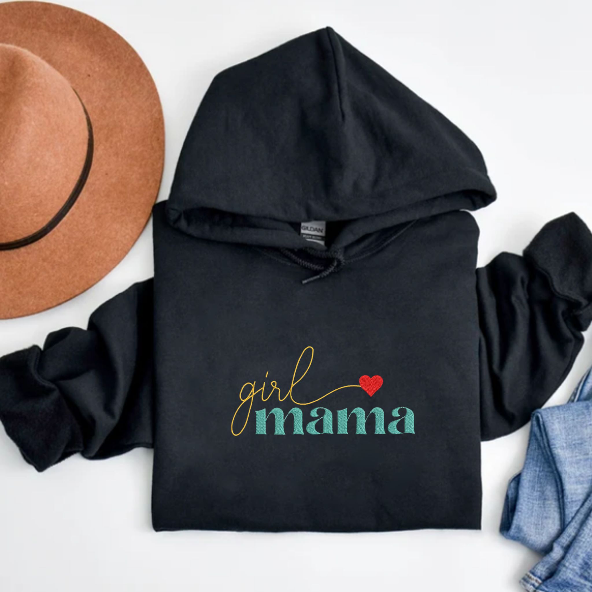 Girl Mama Embroidery Hoodie, Mother's Day Embroidery Design, Customized Hoode With Font Style EM2